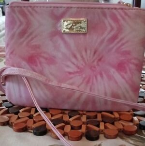 Betsy Johnson Pretty Pink & White Tie Dye Wristlet/ Crossbody Bag